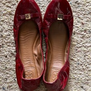 Crimson Tory Burch flats, size 10, gently used